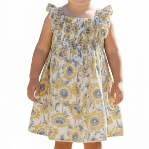 Tommy Bahama Girls 3T Sunflower Dress Yellow Blue White Ruffle Summer floral